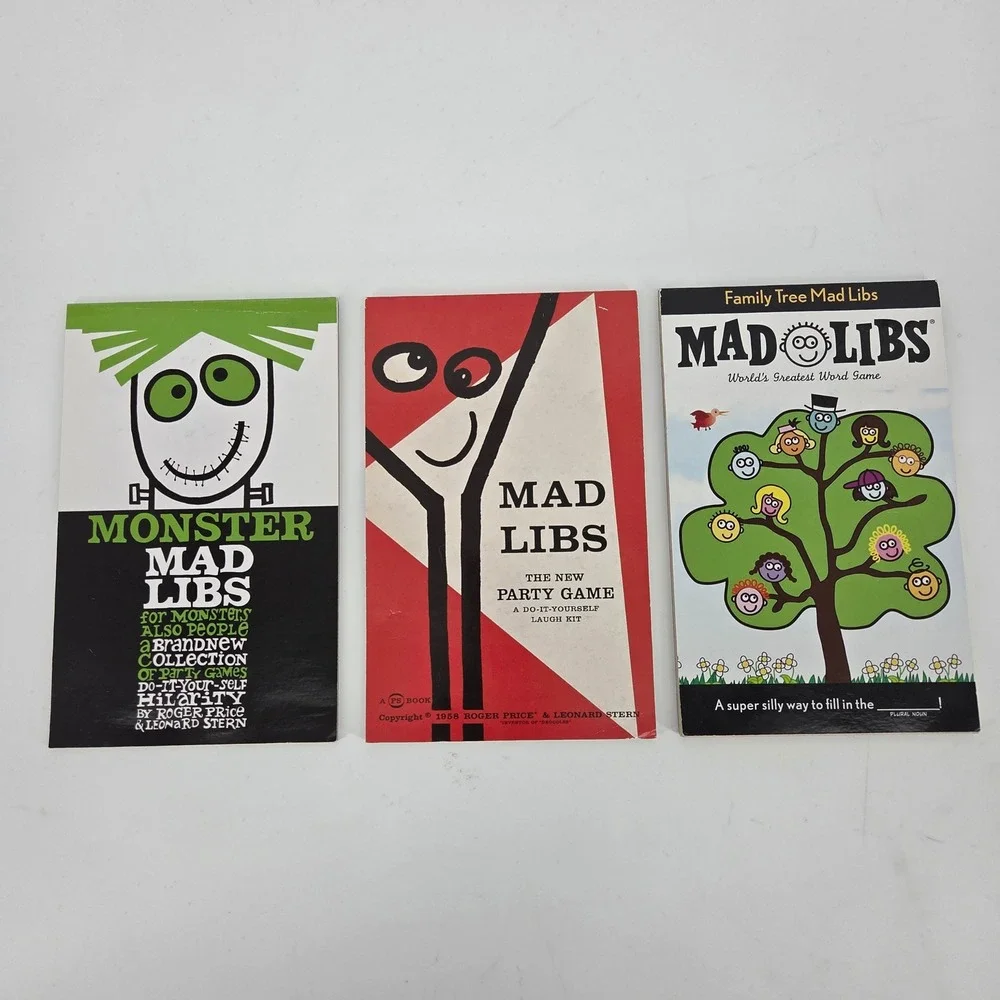 Lot of 3 Mad Libs Books Monster Family Tree Party Game Kids